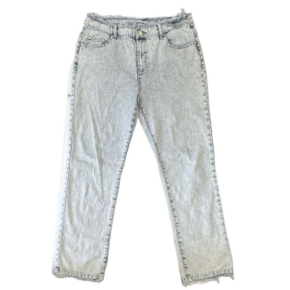 DG 2 by DIANE GILMAN Jeans Women 10P Acid Wash Stretch Ramie Raw‎ Edges Stretch